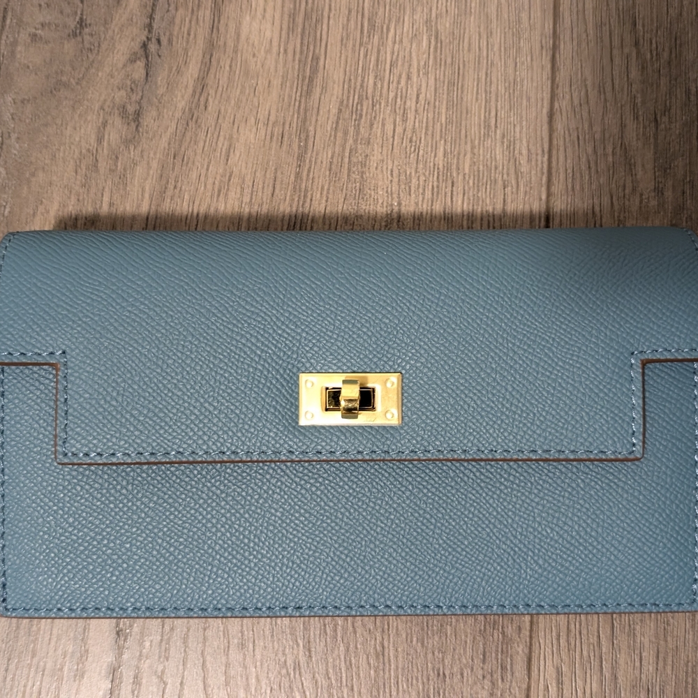 Elegant Teal Clutch with Gold Accent